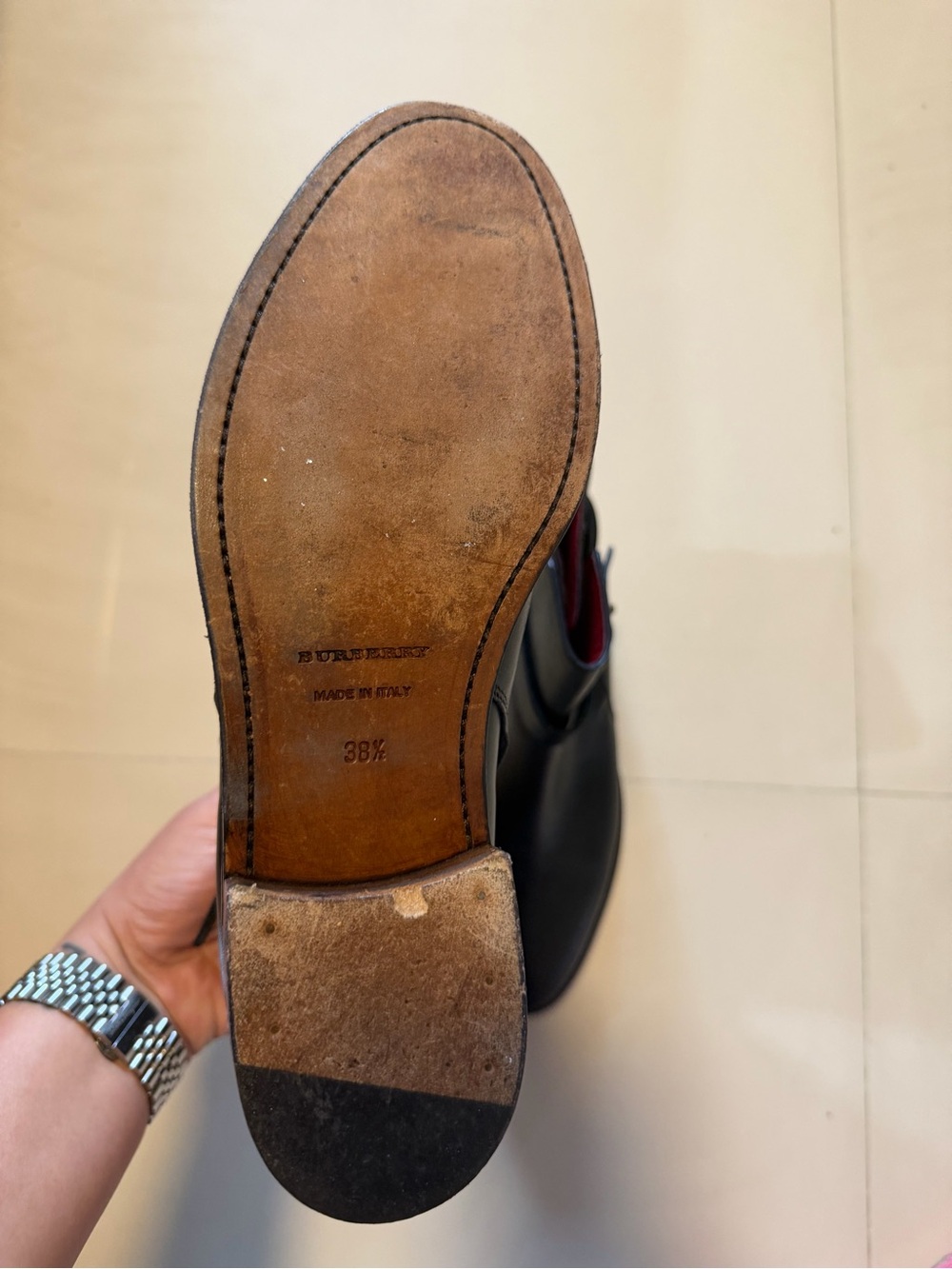 Burberry Black Leather Ankle Booties with Buckle Detail - Picture 9 of 10